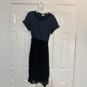 Lanvin bow belt blue and black dress size M/L